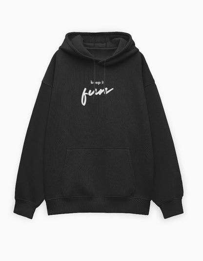 Old School Men Hoodie Oversized Edition (Black / Navy) - Ascendury